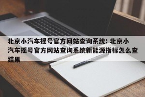 北京小汽车摇号官方网站查询系统: 北京小汽车摇号官方网站查询系统新能源指标怎么查结果 