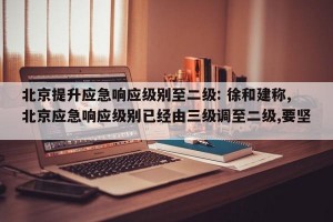 北京提升应急响应级别至二级: 徐和建称,北京应急响应级别已经由三级调至二级,要坚 