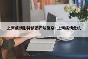上海疫情形势依然严峻复杂: 上海疫情危机 